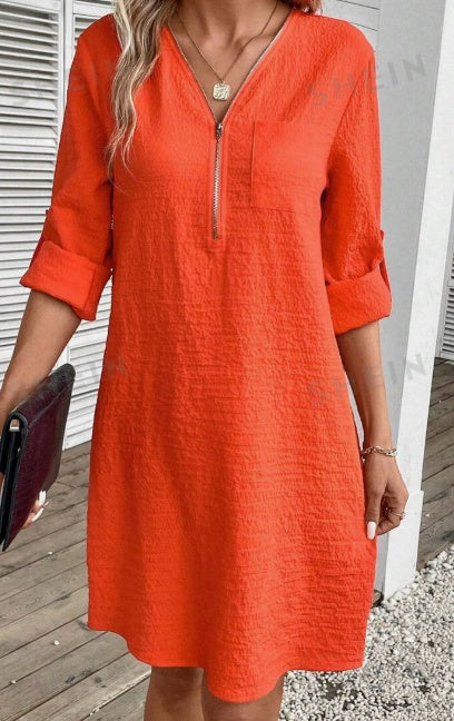 Malia | Texturiertes Sommerkleid mit Reißverschluss