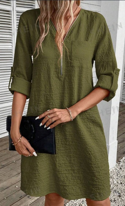 Malia | Texturiertes Sommerkleid mit Reißverschluss